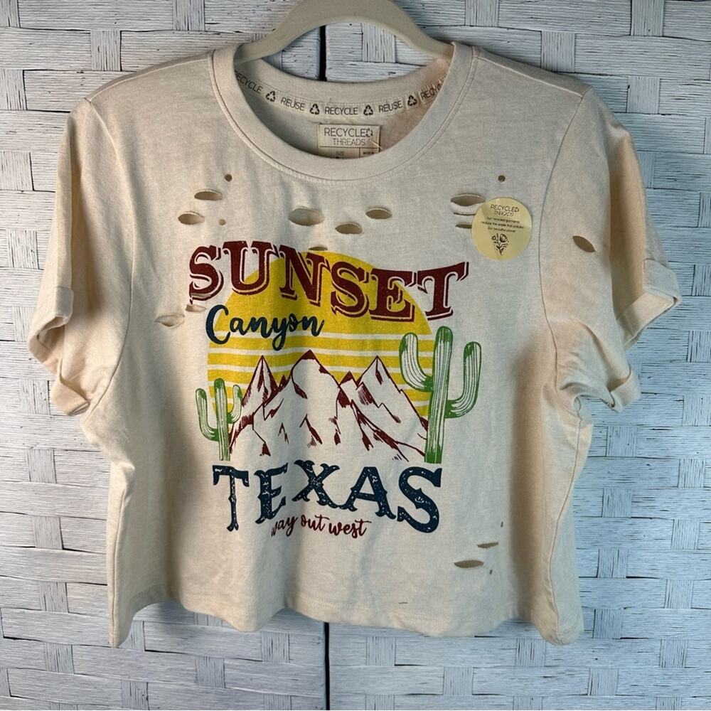 Recycle threads Womens Crop‎ Top distressed Texas western hippie coastal cowgirl